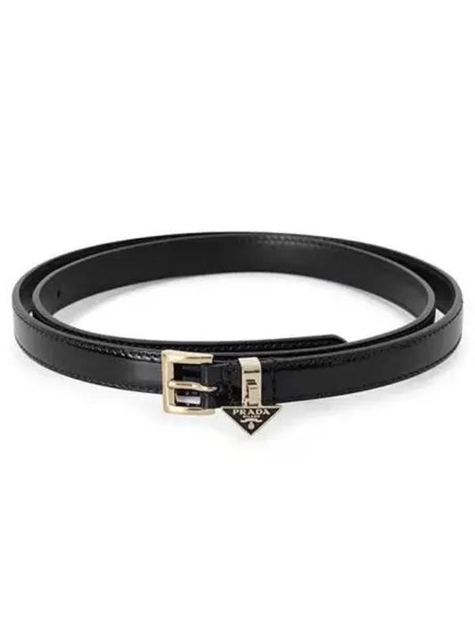 Triangle Logo Buckle Leather Belt Black - PRADA - BALAAN 2