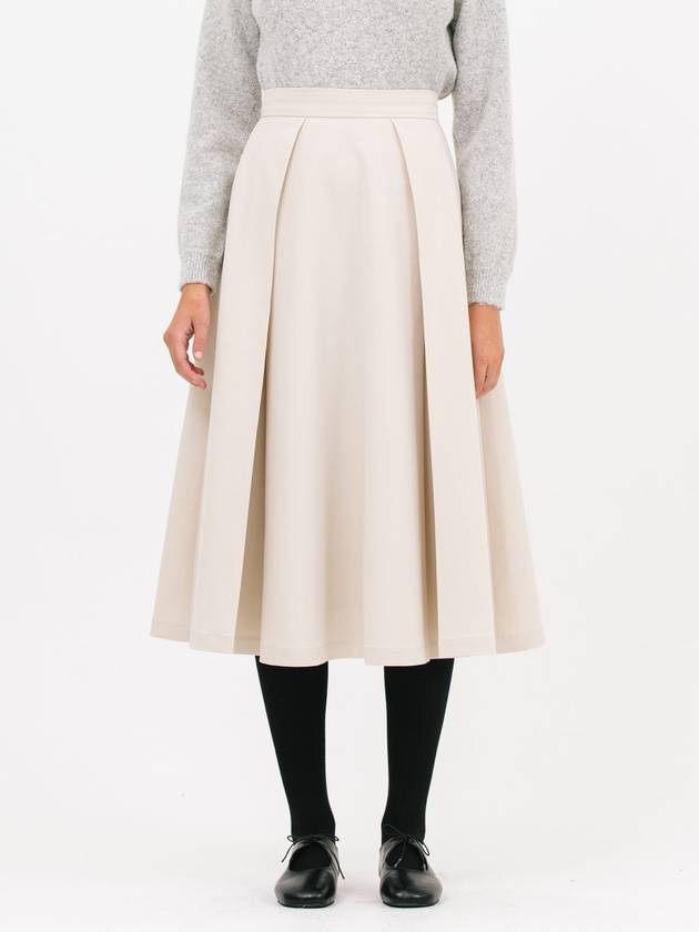 Front Tuck Flare Pleated Skirt Cream - JUN BY JUN K - BALAAN 1