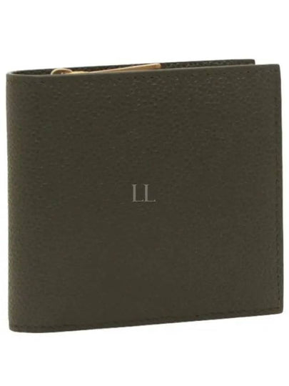 Caviar Leather Zipper Coin Pocket Bifold Half Wallet Dark Green - THOM BROWNE - BALAAN 2