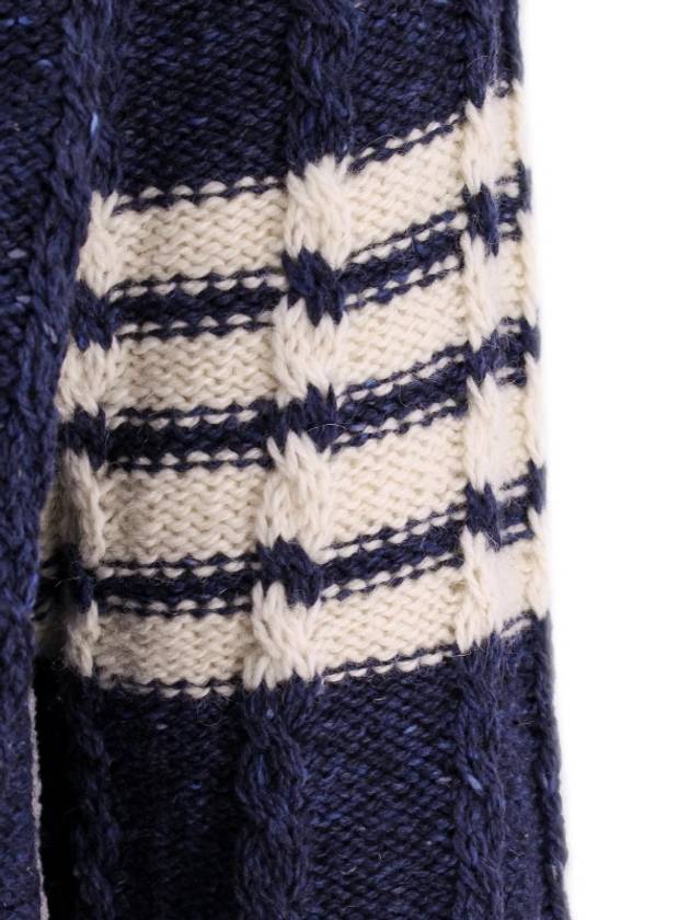 Donegal Twist Cable 4-Bar Classic Crewneck Knit Top Blue - THOM BROWNE - BALAAN 4