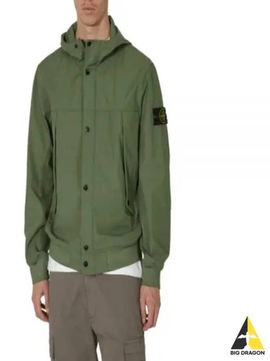 Light Soft Shell R E Dye Technology In Recycled Polyester Hoodie Jacket Green - STONE ISLAND - BALAAN