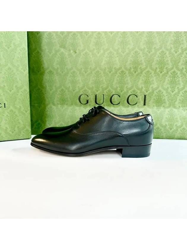 Men's Double G Lace-Up Leather Oxford Black - GUCCI - BALAAN 5