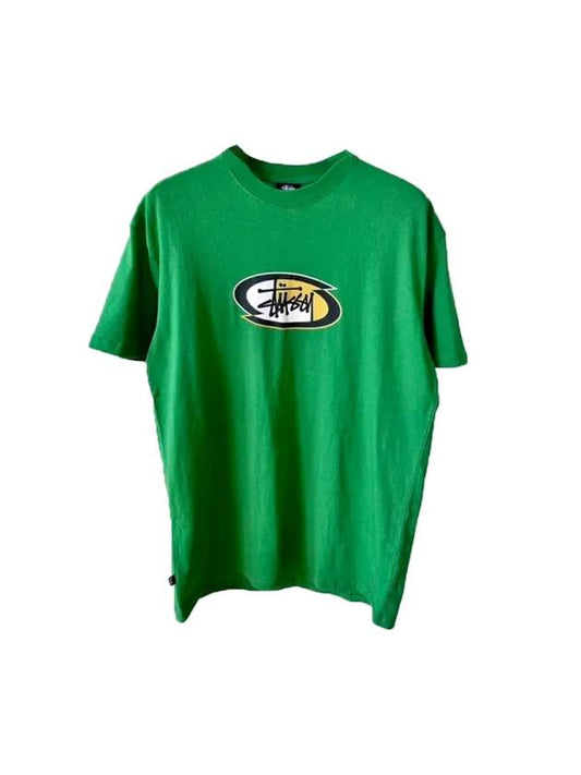 Split Oval Cotton Short Sleeve T-Shirt Kelly Green - STUSSY - BALAAN 1