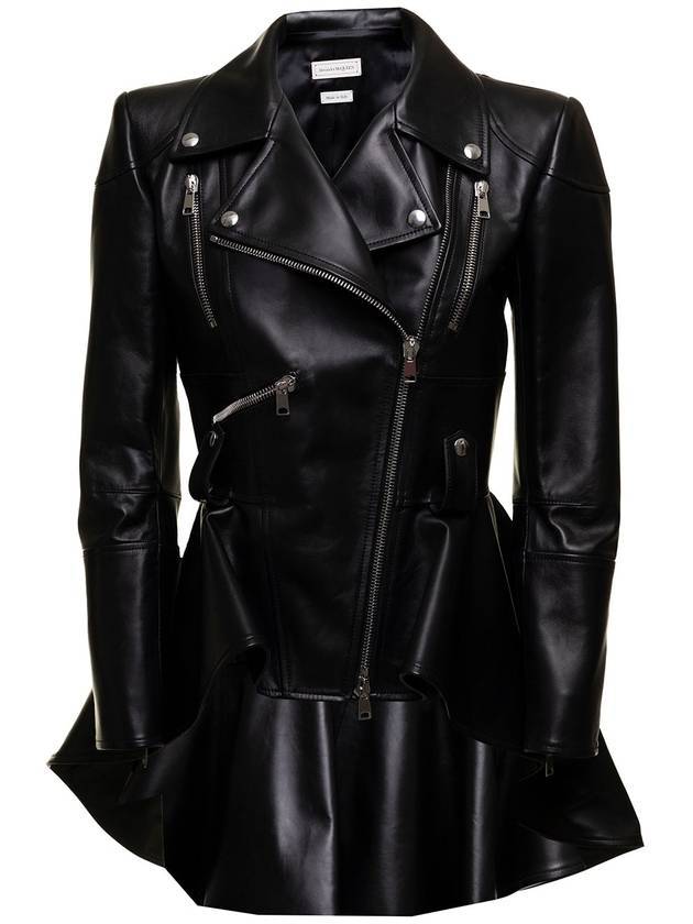 Women's Flare Biker Jacket Black - ALEXANDER MCQUEEN - BALAAN 1