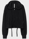 Cotton Crochet Zip-Up Hoodie Black - NOIRER FOR WOMEN - BALAAN 4