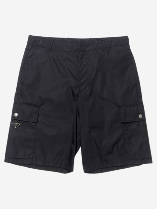 Triangular Logo Re-Nylon Bermuda Cargo Shorts Black - PRADA - BALAAN 2