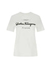 1927 Signature Short Sleeve T-Shirt White - SALVATORE FERRAGAMO - BALAAN 2