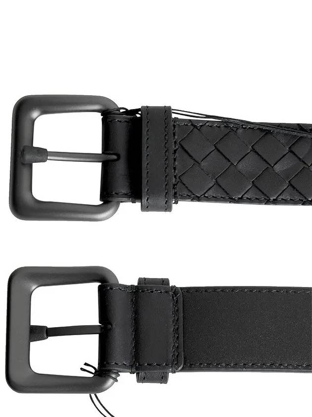 Intreciato Leather Belt Black - BOTTEGA VENETA - BALAAN 5