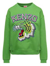 Tiger Varsity Print Cotton Sweatshirt Green - KENZO - BALAAN 1