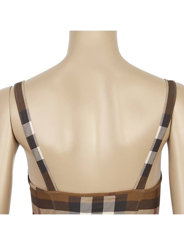 Women's Check Stretch Nylon One-Piece Swimsuit Burch Brown - BURBERRY - BALAAN 9