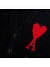 Big Heart Logo Wool Cardigan Black - AMI - BALAAN 5