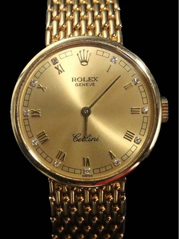 Women s Rolex 5041 26MM 18K Yellow Gold Manual Cellini 11P Diamond Watch gt Gangbuk used luxury goods - ROLEX - BALAAN 1