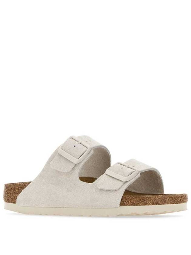 Arizona Suede Leather Slippers Antique White - BIRKENSTOCK - BALAAN 3