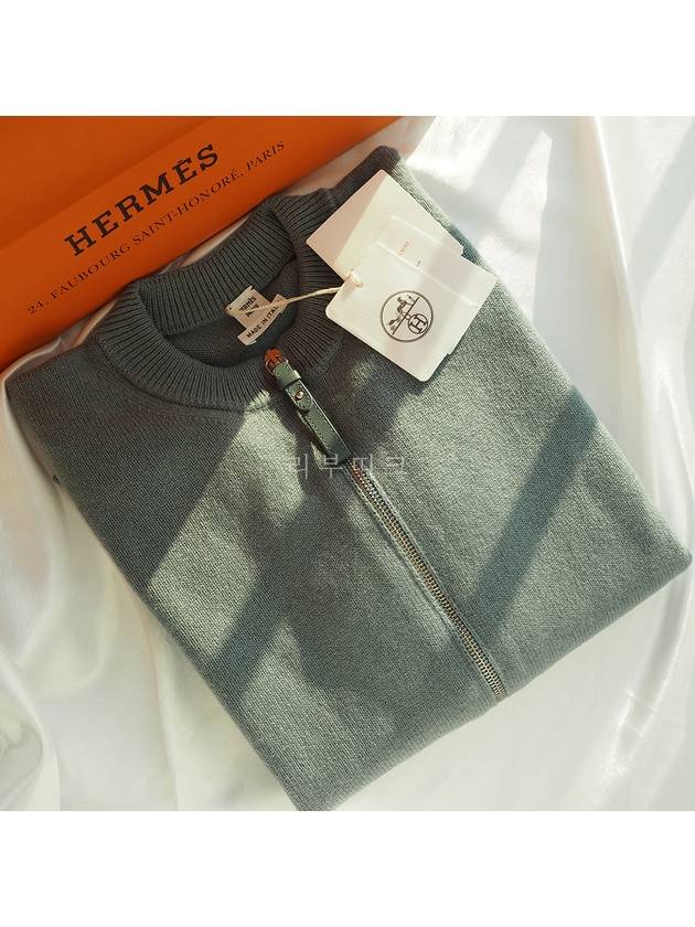 Cashmere zipup cardigan mint 36 2H2701D16U3B - HERMES - BALAAN 1