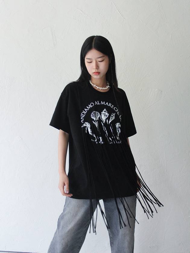 Fringe Printed Tshirt BLACK - RUBATI - BALAAN 3