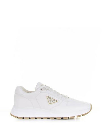 Triangle Logo Nappa Leather Low Top Sneakers Ivory - PRADA - BALAAN 1