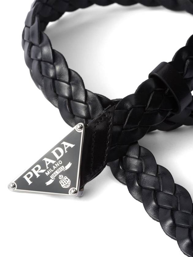 Triangle Logo Leather Belt Black - PRADA - BALAAN 3