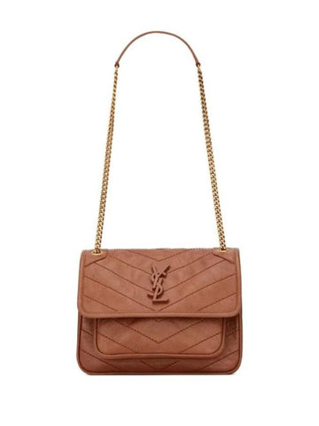 Nikki Quilting Vintage Leather Cross Bag Light Caramel - SAINT LAURENT - BALAAN 1