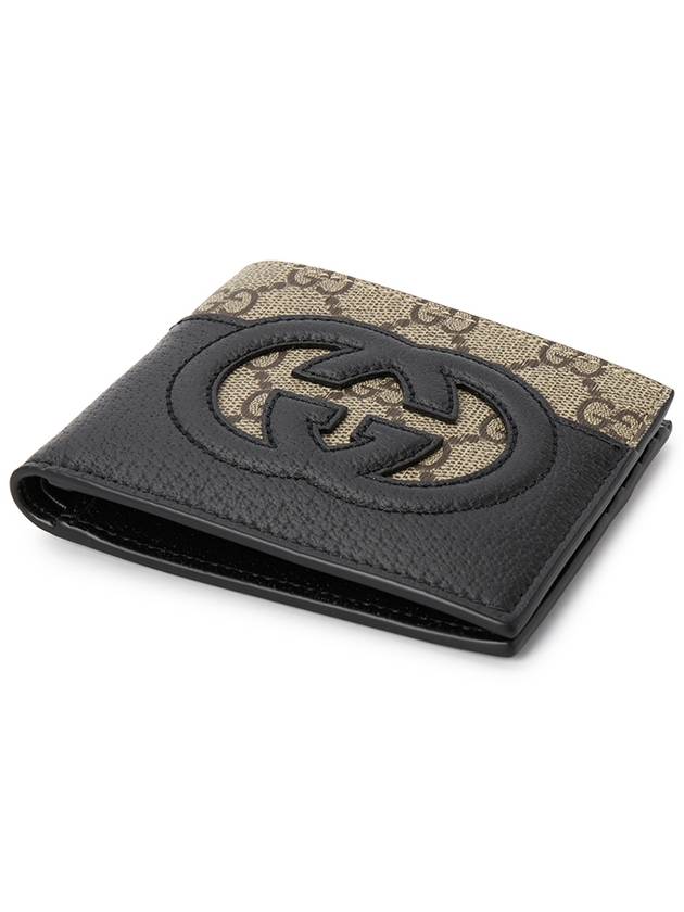 Cutout Interlocking G Monogram Bifold Wallet Beige Black - GUCCI - BALAAN 4