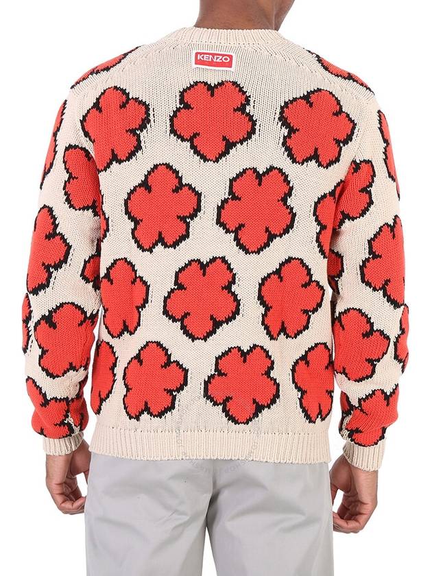 Boke Flower All-Over Cotton Knit Top Pearl Red - KENZO - BALAAN 4