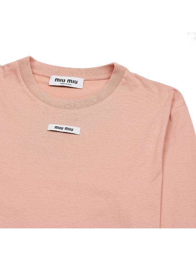 Cotton Long Sleeve T-Shirt Powder Pink - MIU MIU - BALAAN 4