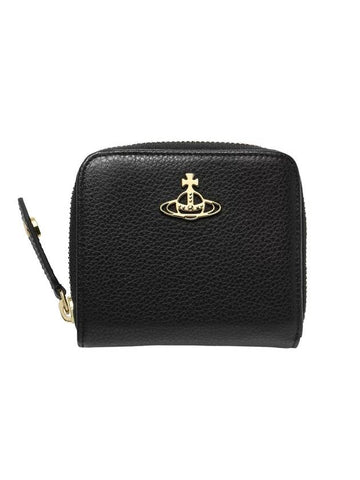 Grain Zipper Medium Gold Half Wallet Black - VIVIENNE WESTWOOD - BALAAN 1