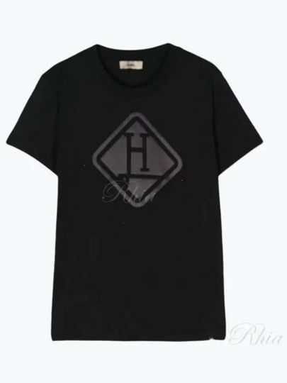 Logo Print Short Sleeve T-Shirt Black - HERNO - BALAAN 2