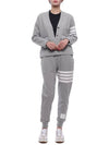 4-Bar Loopback Jersey Cardigan Light Grey - THOM BROWNE - BALAAN 4