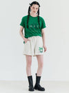 Two Tone Lettering Flower Short Sleeves T Shirt Green - METAPHER - BALAAN 8