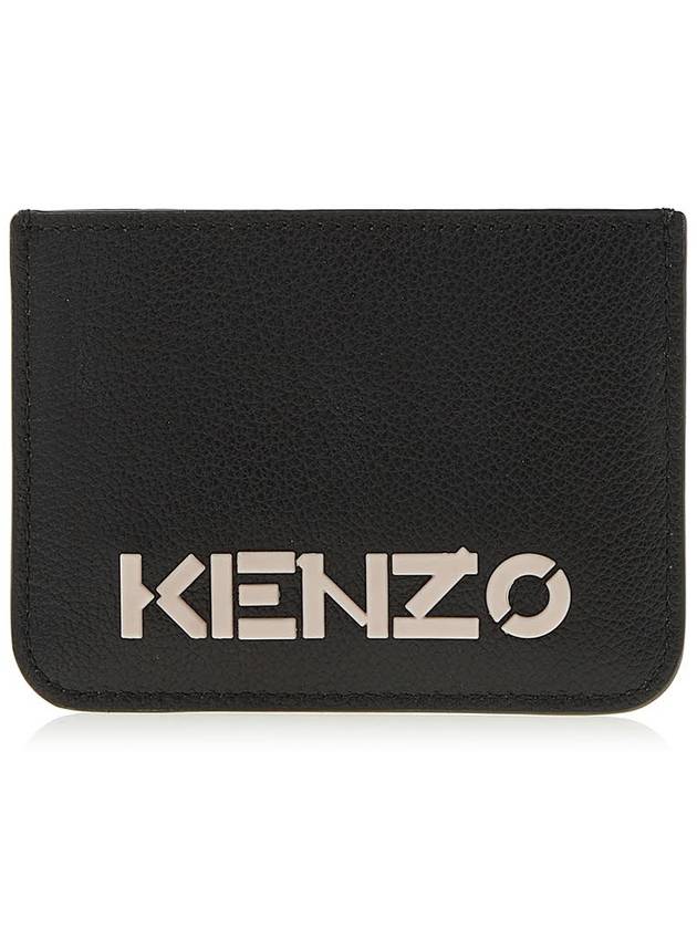 Logo Calf Leather Card Wallet Black - KENZO - BALAAN 2