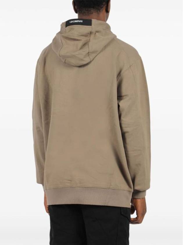 Diagonal Raised Fleece Lens Hoodie Walnut - CP COMPANY - BALAAN 7