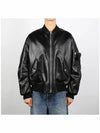 Triangle Pouch Nappa Leather Bomber Jacket Black - PRADA - BALAAN 3