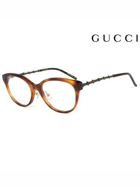 Eyewear Glasses Frame Round Acetate Eyeglasses Havana Gold - GUCCI - BALAAN.