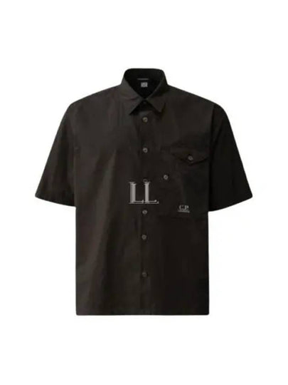 Cotton Popeline Pocket Short Sleeve Shirt Black - CP COMPANY - BALAAN 2