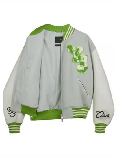 Letterman Striped Bomber Jacket Grey Green - Y-3 - BALAAN 2