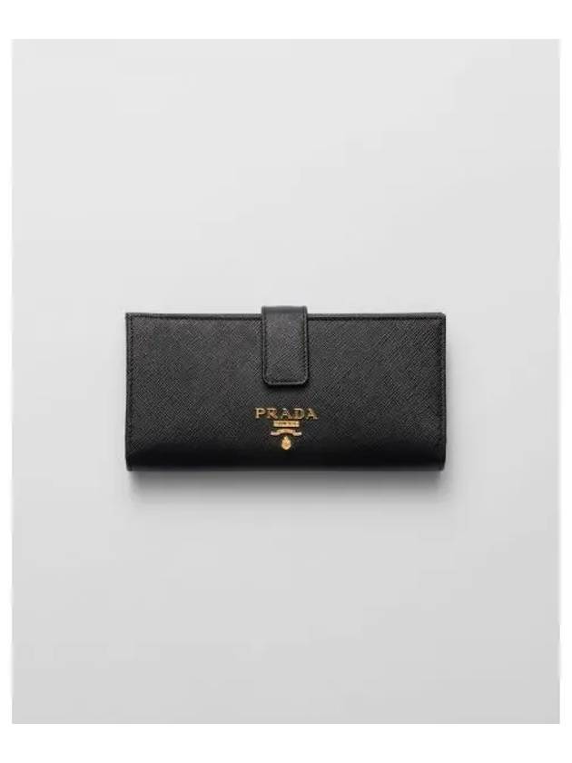 Saffiano Long Wallet Black Hibiscus - PRADA - BALAAN 2