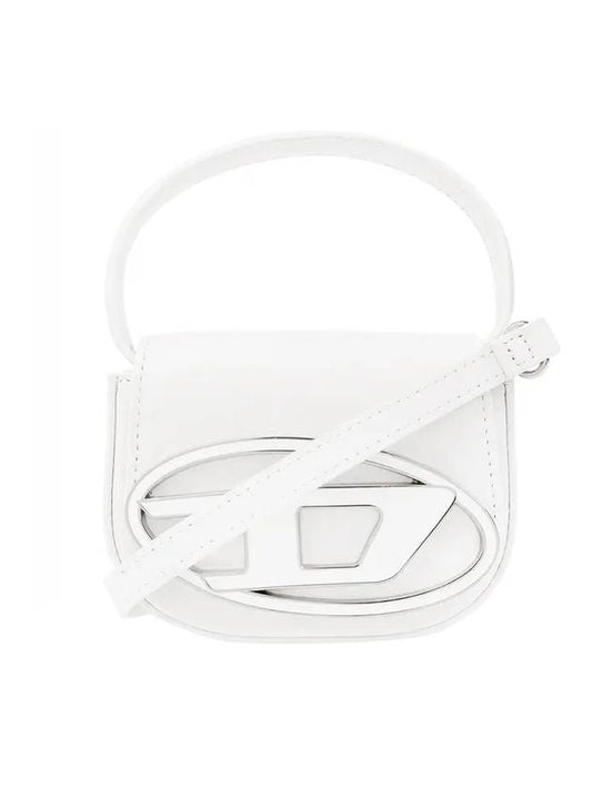 1DR Round Logo Leather Mini Shoulder Bag White - DIESEL - BALAAN 1