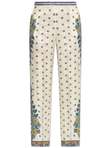 Etro Trousers With Decorative Pattern, Women's, Cream - ETRO - BALAAN 1