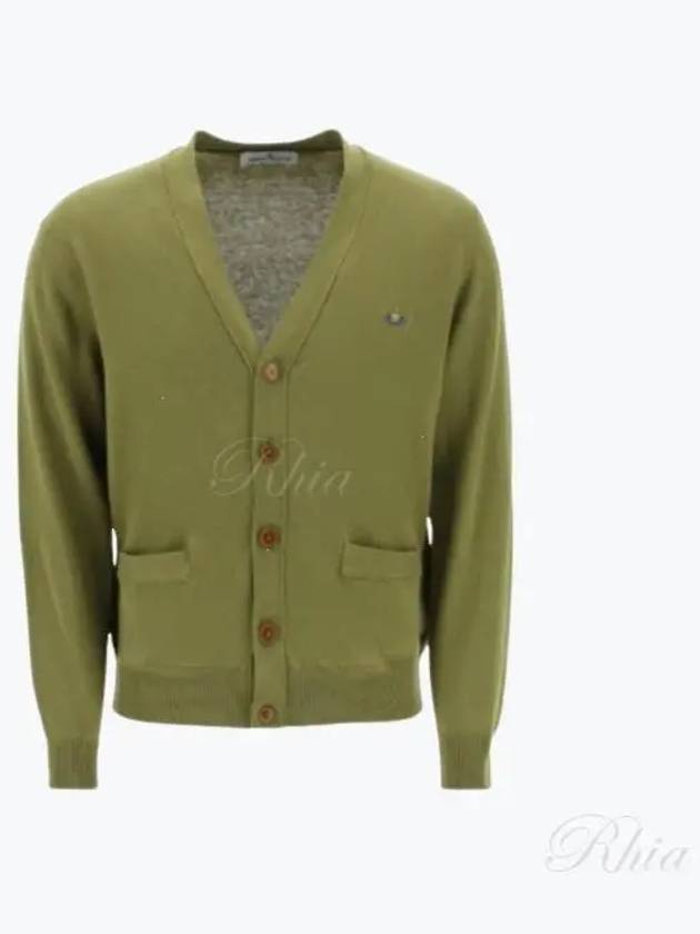 ORB Logo V-Neck Cardigan Green - VIVIENNE WESTWOOD - BALAAN 2