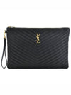 Gold Monogram Document Holder In Matelasse Leather Black - SAINT LAURENT - BALAAN 2