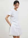 Side unbalanced shirring t-shirt white - RYUL+WAI: - BALAAN 4