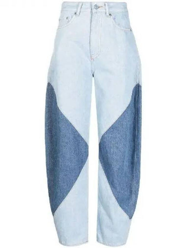 Two tone patchwork denim pants 270936 - GANNI - BALAAN 1