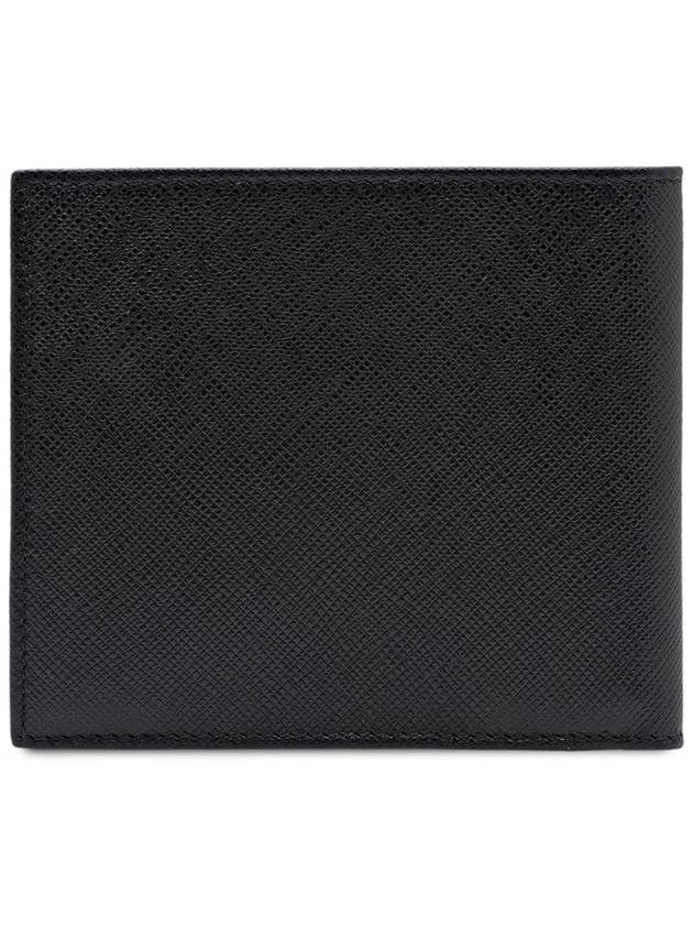 Saffiano Coin Pocket Triagle Logo Leather Wallet Black - PRADA - BALAAN 4