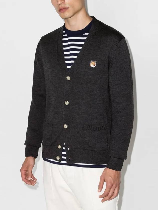 Fox Head Patch Classic Cardigan Anthracite - MAISON KITSUNE - BALAAN 4