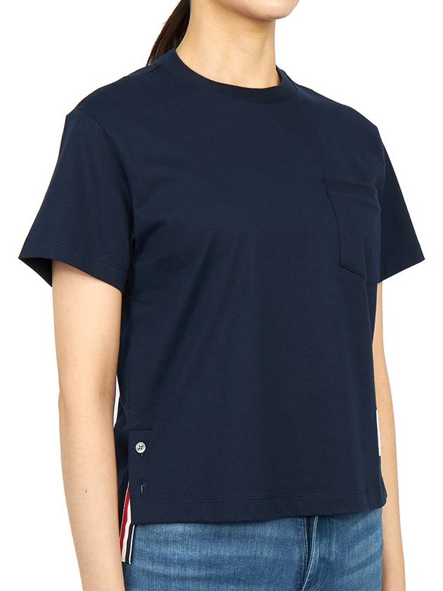 Midweight Jersey Boxy Pocket Short Sleeve T-Shirt Navy - THOM BROWNE - BALAAN 4