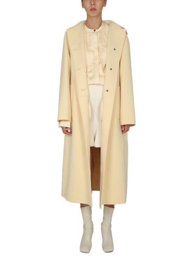 Belted Virgin Wool Single Coat Yellow - JIL SANDER - BALAAN 3