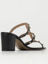 Rock Stud Leather Sandal Heels Black - VALENTINO - BALAAN 4