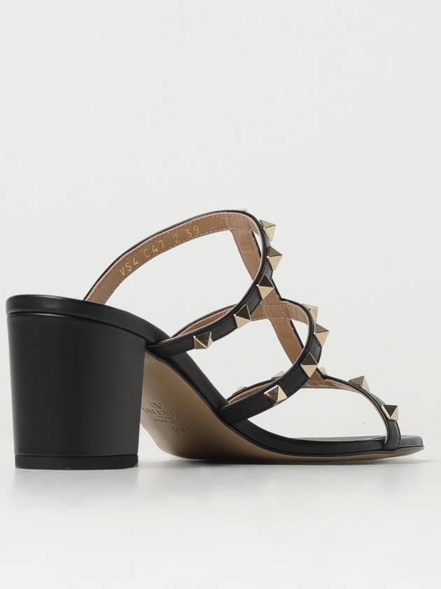 Rock Stud Leather Sandal Heels Black - VALENTINO - BALAAN 4