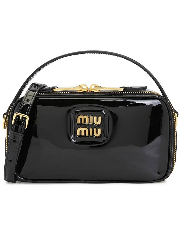 Logo Patent Leather Shoulder Bag Black - MIU MIU - BALAAN 2