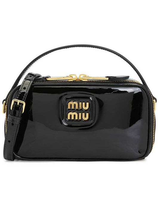 Logo Patent Leather Shoulder Bag Black - MIU MIU - BALAAN 2